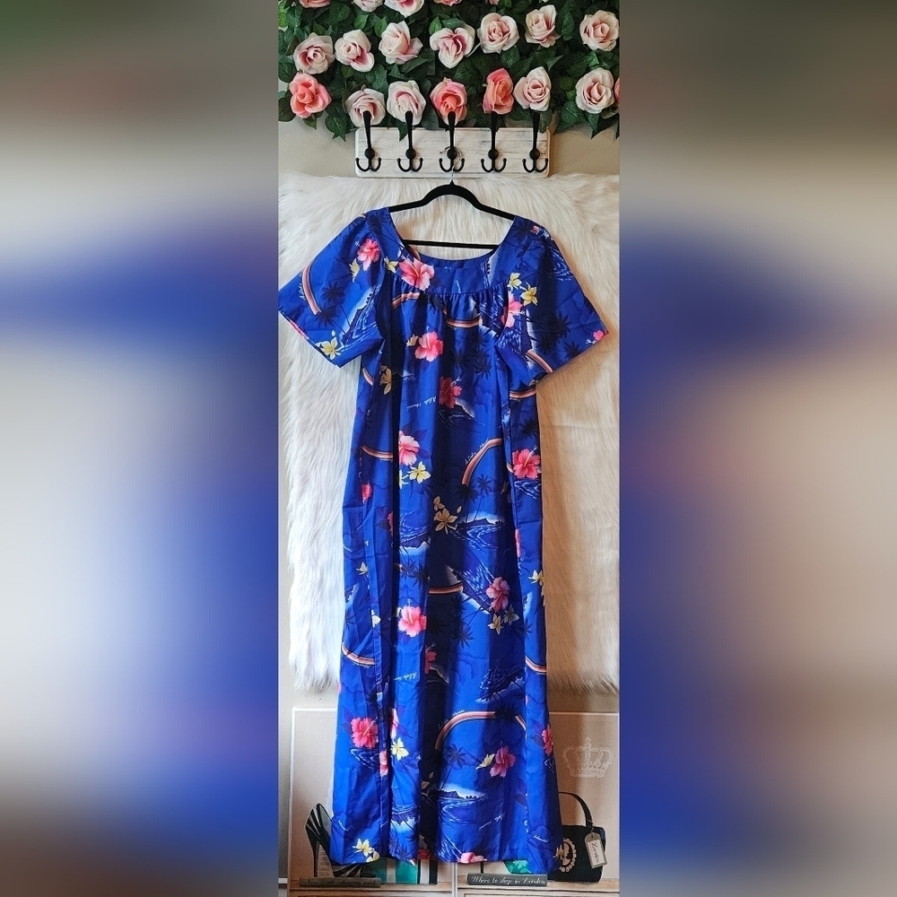 Aikane Authentic Hawaiian Floral Maxi Dress Mumu - Picture 1 of 10
